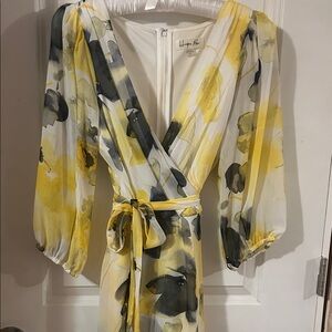 Harper & Rose  Yellow and Navy Floral Long Sleeve Dress